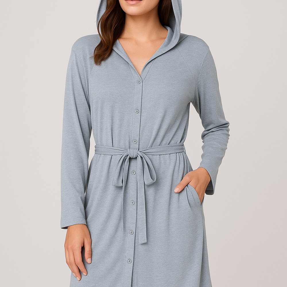 Gap Body Ladies Blue Hooded Robe - Picture 3 of 6